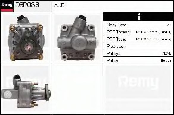 DELCO REMY DSP038 Гидравлический насос, рулевое управление для AUDI 4000 (Ауди 4000) DELCO REMY DSP038 Гидравлический насос, рулевое управление для AUDI 4000 (Ауди 4000)