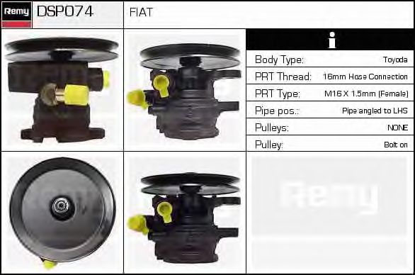 DELCO REMY DSP074 Гидравлический насос, рулевое управление для FIAT TEMPRA (Фиат Тэмпра) DELCO REMY DSP074 Гидравлический насос, рулевое управление для FIAT TEMPRA (Фиат Тэмпра)