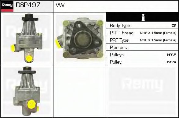 DELCO REMY DSP497 Гидравлический насос, рулевое управление для VOLKSWAGEN T3 CARAVELLE (Фольксваген Т3 cараvэллэ) DELCO REMY DSP497 Гидравлический насос, рулевое управление для VOLKSWAGEN T3 CARAVELLE (Фольксваген Т3 cараvэллэ)