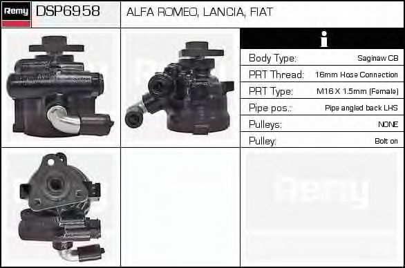 DELCO REMY DSP6958 Гидравлический насос, рулевое управление для FIAT BRAVA (Фиат Брава) DELCO REMY DSP6958 Гидравлический насос, рулевое управление для FIAT BRAVA (Фиат Брава)