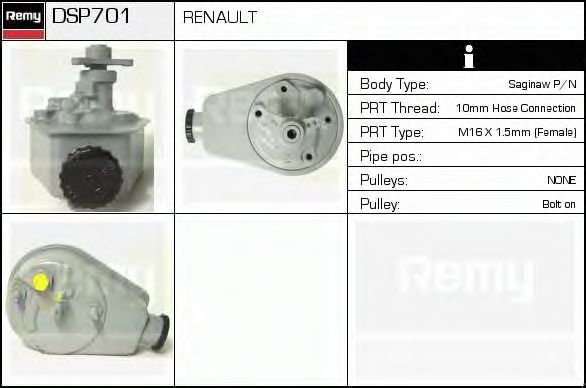 DELCO REMY DSP701 Гидравлический насос, рулевое управление 