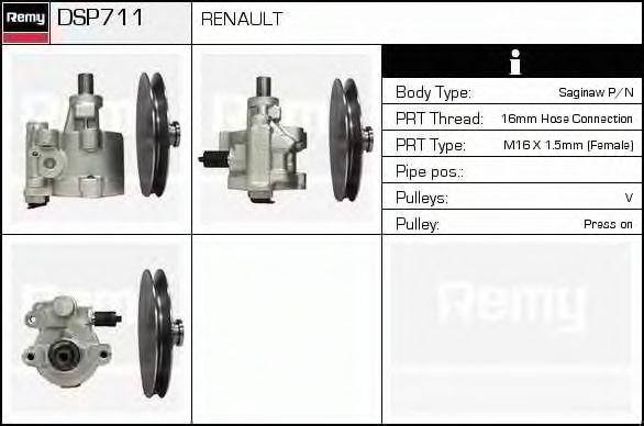 DELCO REMY DSP711 Гидравлический насос, рулевое управление 