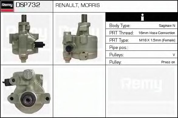 DELCO REMY DSP732 Гидравлический насос, рулевое управление для RENAULT MASTER II (Рено Мастэр 2) DELCO REMY DSP732 Гидравлический насос, рулевое управление для RENAULT MASTER II (Рено Мастэр 2)