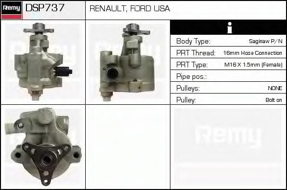 DELCO REMY DSP737 Гидравлический насос, рулевое управление для RENAULT ESPACE I (Рено Эспаcэ и) DELCO REMY DSP737 Гидравлический насос, рулевое управление для RENAULT ESPACE I (Рено Эспаcэ и)