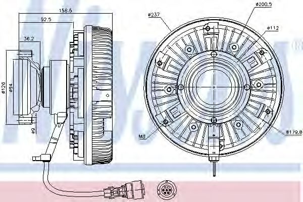 NISSENS 86075 Сцепление, вентилятор радиатора для RENAULT TRUCKS PREMIUM 2 (Рено трак Прэмиум 2) NISSENS 86075 Сцепление, вентилятор радиатора для RENAULT TRUCKS PREMIUM 2 (Рено трак Прэмиум 2)