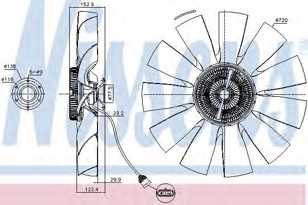 NISSENS 86078 Вентилятор, охлаждение двигателя для DAF (Даф) NISSENS 86078 Вентилятор, охлаждение двигателя для DAF (Даф)