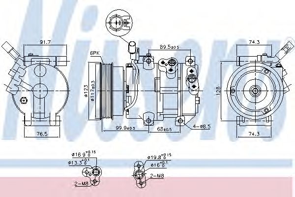 NISSENS 890054 Компрессор, кондиционер для KIA (Киа) NISSENS 890054 Компрессор, кондиционер для KIA (Киа)