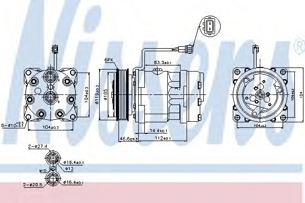 NISSENS 89083 Компрессор, кондиционер для VOLKSWAGEN T4 MULTIVAN (Фольксваген Т4 мултиvан) NISSENS 89083 Компрессор, кондиционер для VOLKSWAGEN T4 MULTIVAN (Фольксваген Т4 мултиvан)