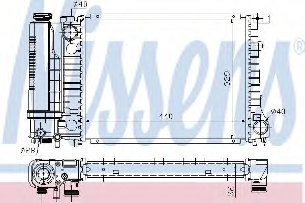 NISSENS 60735A Радиатор, охлаждение двигателя для BMW 3 (Бмв 3) NISSENS 60735A Радиатор, охлаждение двигателя для BMW 3 (Бмв 3)