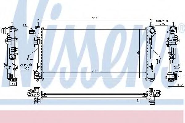 NISSENS 63555A Радиатор, охлаждение двигателя для PEUGEOT (Пежо) NISSENS 63555A Радиатор, охлаждение двигателя для PEUGEOT (Пежо)