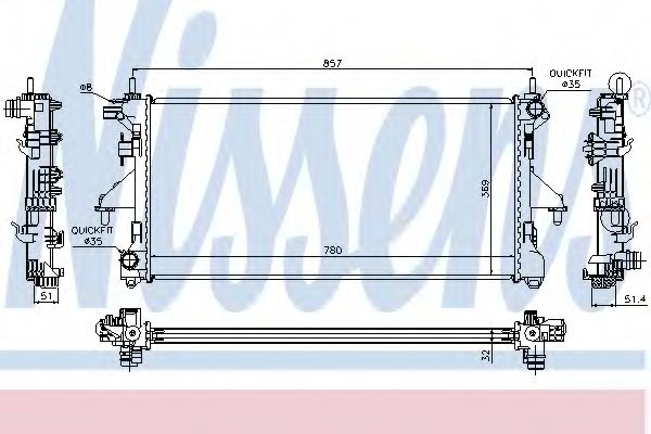 NISSENS 63565 Радиатор, охлаждение двигателя для PEUGEOT (Пежо) NISSENS 63565 Радиатор, охлаждение двигателя для PEUGEOT (Пежо)