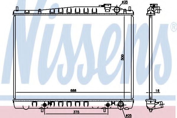 NISSENS 681206 Радиатор, охлаждение двигателя для NISSAN (Ниссан) NISSENS 681206 Радиатор, охлаждение двигателя для NISSAN (Ниссан)