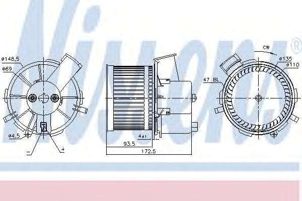 NISSENS 87405 Вентилятор салона для FIAT 500 (Фиат 500) NISSENS 87405 Вентилятор салона для FIAT 500 (Фиат 500)