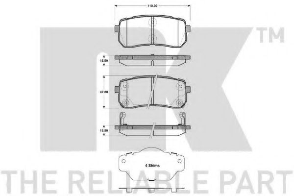 NK 223432 Тормозные колодки для HYUNDAI IX55 (Хендай Их55) NK 223432 Тормозные колодки для HYUNDAI IX55 (Хендай Их55)