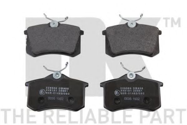 NK 229986 Тормозные колодки для VOLKSWAGEN GOLF V (Фольксваген Гольф 5) NK 229986 Тормозные колодки для VOLKSWAGEN GOLF V (Фольксваген Гольф 5)