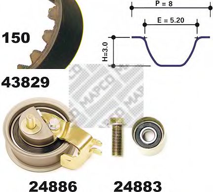 MAPCO 23831 Комплект ремня ГРМ для AUDI TT (Ауди Тт) MAPCO 23831 Комплект ремня ГРМ для AUDI TT (Ауди Тт)