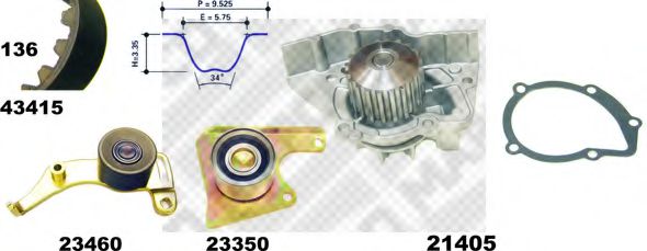 MAPCO 41415 Комплект ремня ГРМ для PEUGEOT EXPERT (Пежо Эxпэрт) MAPCO 41415 Комплект ремня ГРМ для PEUGEOT EXPERT (Пежо Эxпэрт)