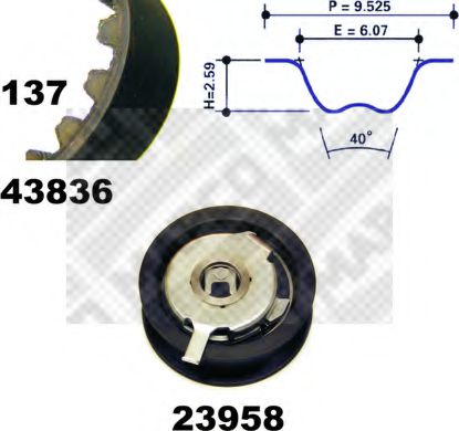 MAPCO 23837 Комплект ремня ГРМ для VOLKSWAGEN POLO (Фольксваген Поло) MAPCO 23837 Комплект ремня ГРМ для VOLKSWAGEN POLO (Фольксваген Поло)
