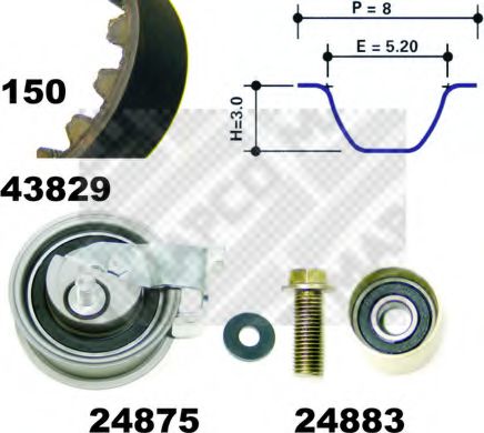 MAPCO 23912 Комплект ремня ГРМ для AUDI TT (Ауди Тт) MAPCO 23912 Комплект ремня ГРМ для AUDI TT (Ауди Тт)