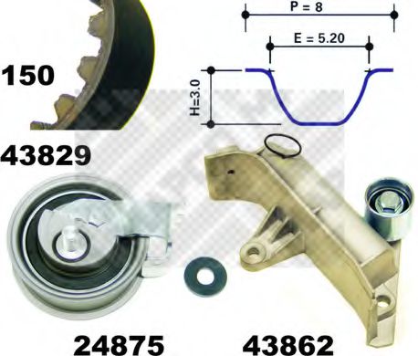 MAPCO 23913 Комплект ремня ГРМ для AUDI TT (Ауди Тт) MAPCO 23913 Комплект ремня ГРМ для AUDI TT (Ауди Тт)