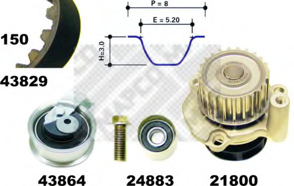 MAPCO 41901 Комплект ремня ГРМ для AUDI A4 (Ауди А4) MAPCO 41901 Комплект ремня ГРМ для AUDI A4 (Ауди А4)