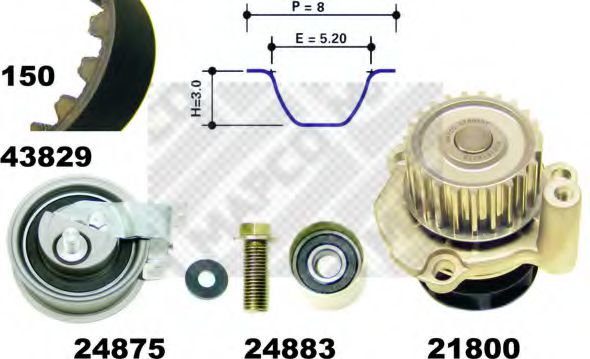 MAPCO 41912 Комплект ремня ГРМ для SEAT LEON (Сеат Леон) MAPCO 41912 Комплект ремня ГРМ для SEAT LEON (Сеат Леон)
