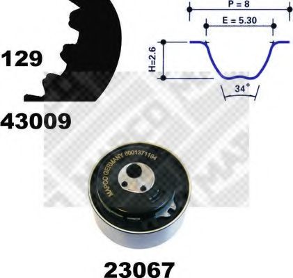 MAPCO 23009 Комплект ремня ГРМ для FIAT 500 (Фиат 500) MAPCO 23009 Комплект ремня ГРМ для FIAT 500 (Фиат 500)