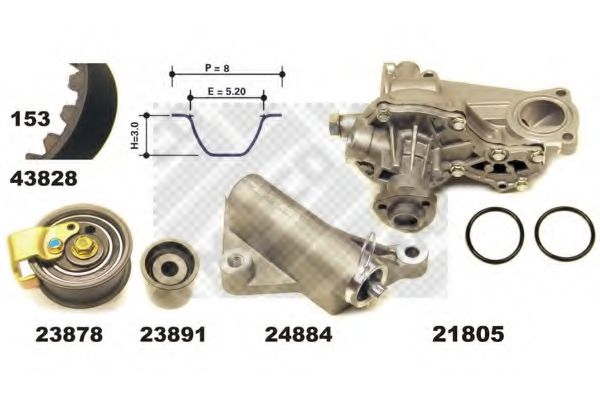 MAPCO 41833 Комплект ремня ГРМ для AUDI A4 (Ауди А4) MAPCO 41833 Комплект ремня ГРМ для AUDI A4 (Ауди А4)