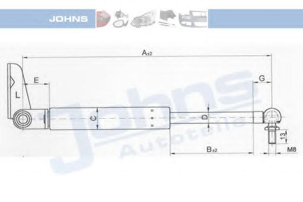JOHNS 45 15 95-91 Газовая пружина, крышка багажник для MAZDA 626 III (Мазда 626 3) JOHNS 45 15 95-91 Газовая пружина, крышка багажник для MAZDA 626 III (Мазда 626 3)