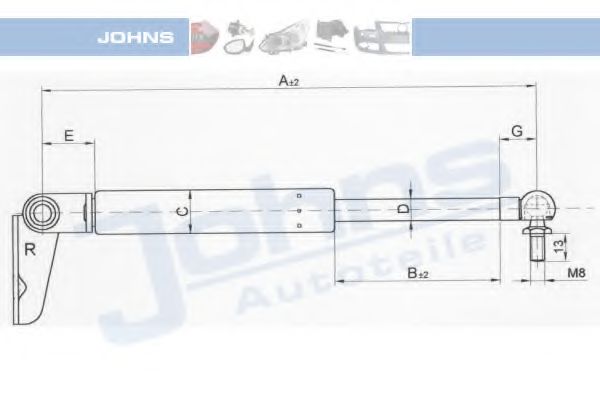 JOHNS 45 15 95-92 Газовая пружина, крышка багажник для MAZDA 626 III (Мазда 626 3) JOHNS 45 15 95-92 Газовая пружина, крышка багажник для MAZDA 626 III (Мазда 626 3)