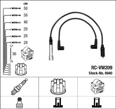 NGK 0940 Комплект проводов зажигания для VOLKSWAGEN LT 28-35 I (Фольксваген Лт 28-35 и) NGK 0940 Комплект проводов зажигания для VOLKSWAGEN LT 28-35 I (Фольксваген Лт 28-35 и)
