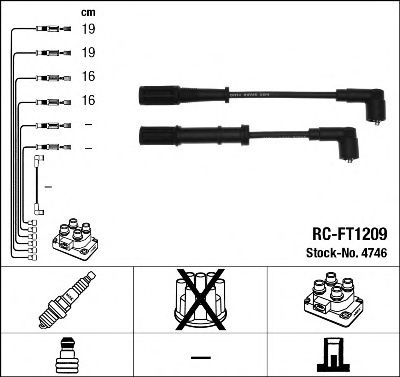 NGK 4746 Комплект проводов зажигания для FIAT 500 (Фиат 500) NGK 4746 Комплект проводов зажигания для FIAT 500 (Фиат 500)