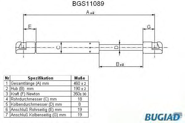 BUGIAD BGS11089 Газовая пружина, крышка багажник для FIAT 500 (Фиат 500) BUGIAD BGS11089 Газовая пружина, крышка багажник для FIAT 500 (Фиат 500)