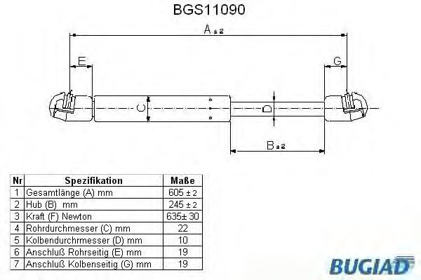 BUGIAD BGS11090 Газовая пружина, крышка багажник для FORD S-MAX (Форд S макс) BUGIAD BGS11090 Газовая пружина, крышка багажник для FORD S-MAX (Форд S макс)