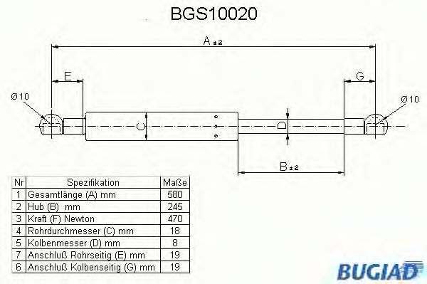 BUGIAD BGS10020 Газовая пружина, крышка багажник для AUDI 100 (Ауди 100) BUGIAD BGS10020 Газовая пружина, крышка багажник для AUDI 100 (Ауди 100)