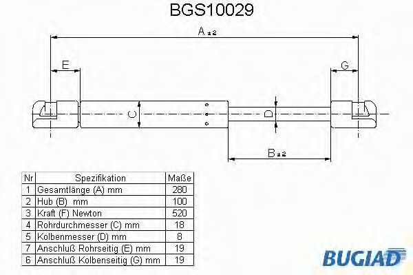 BUGIAD BGS10029 Газовая пружина, крышка багажник для AUDI A4 (Ауди А4) BUGIAD BGS10029 Газовая пружина, крышка багажник для AUDI A4 (Ауди А4)