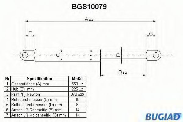BUGIAD BGS10079 Газовая пружина, крышка багажник для FIAT (Фиат) BUGIAD BGS10079 Газовая пружина, крышка багажник для FIAT (Фиат)