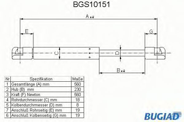 BUGIAD BGS10151 Газовая пружина, крышка багажник для FORD MONDEO (Форд Мондэо) BUGIAD BGS10151 Газовая пружина, крышка багажник для FORD MONDEO (Форд Мондэо)