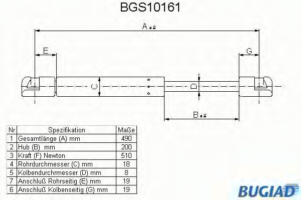 BUGIAD BGS10161 Газовая пружина, крышка багажник для FORD (Форд) BUGIAD BGS10161 Газовая пружина, крышка багажник для FORD (Форд)