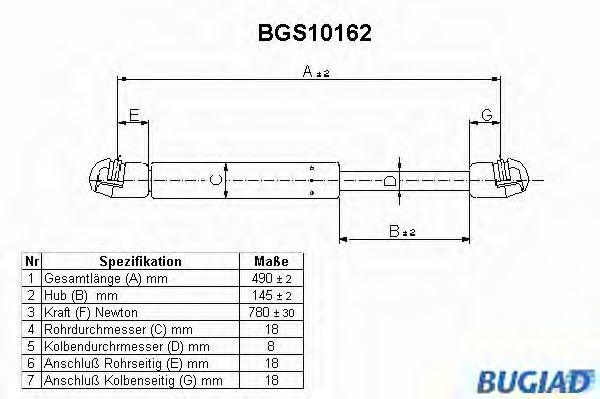 BUGIAD BGS10162 Газовая пружина, крышка багажник для FORD (Форд) BUGIAD BGS10162 Газовая пружина, крышка багажник для FORD (Форд)