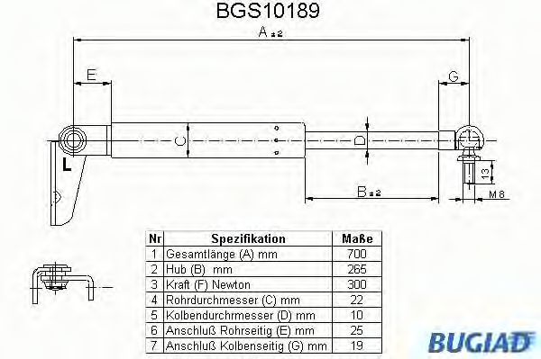 BUGIAD BGS10189 Газовая пружина, крышка багажник для MAZDA 626 II (Мазда 626 2) BUGIAD BGS10189 Газовая пружина, крышка багажник для MAZDA 626 II (Мазда 626 2)