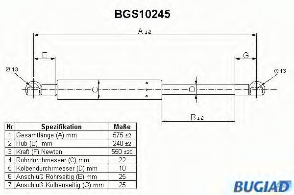 BUGIAD BGS10245 Газовая пружина, крышка багажник для OPEL KADETT C (Опель Кадэтт c) BUGIAD BGS10245 Газовая пружина, крышка багажник для OPEL KADETT C (Опель Кадэтт c)