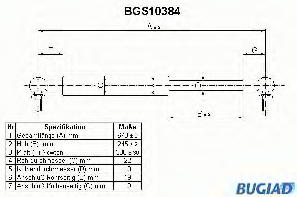 BUGIAD BGS10384 Газовая пружина, крышка багажник для TOYOTA (Тойота/тоета) BUGIAD BGS10384 Газовая пружина, крышка багажник для TOYOTA (Тойота/тоета)