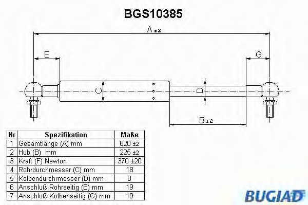 BUGIAD BGS10385 Газовая пружина, крышка багажник для TOYOTA (Тойота/тоета) BUGIAD BGS10385 Газовая пружина, крышка багажник для TOYOTA (Тойота/тоета)