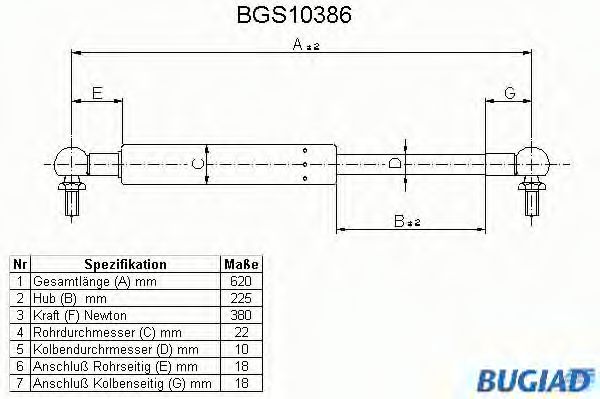 BUGIAD BGS10386 Газовая пружина, крышка багажник для TOYOTA (Тойота/тоета) BUGIAD BGS10386 Газовая пружина, крышка багажник для TOYOTA (Тойота/тоета)