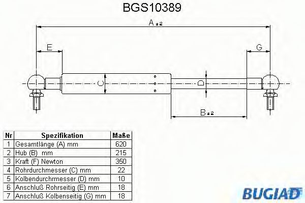 BUGIAD BGS10389 Газовая пружина, крышка багажник для TOYOTA (Тойота/тоета) BUGIAD BGS10389 Газовая пружина, крышка багажник для TOYOTA (Тойота/тоета)