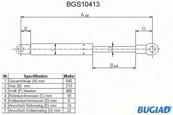 BUGIAD BGS10413 Газовая пружина, крышка багажник для VOLKSWAGEN PASSAT (Фольксваген Пассат) BUGIAD BGS10413 Газовая пружина, крышка багажник для VOLKSWAGEN PASSAT (Фольксваген Пассат)