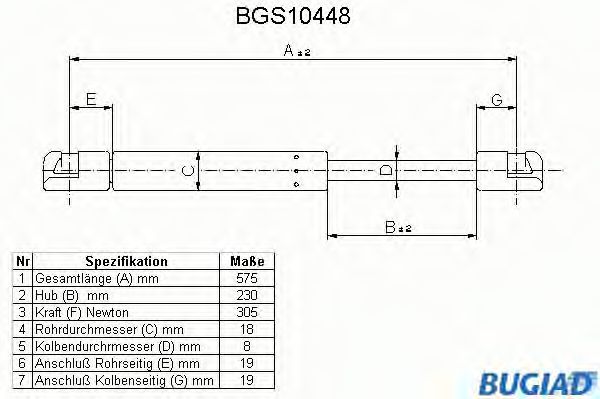 BUGIAD BGS10448 Газовая пружина, крышка багажник для FORD (Форд) BUGIAD BGS10448 Газовая пружина, крышка багажник для FORD (Форд)