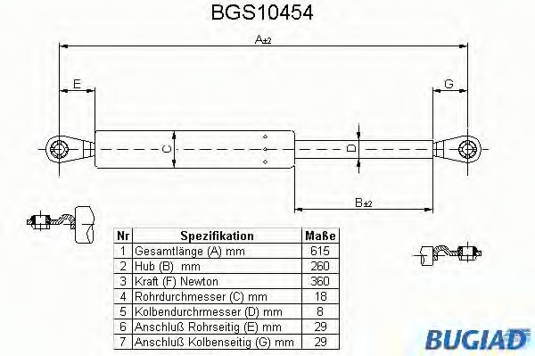 BUGIAD BGS10454 Газовая пружина, крышка багажник для FORD (Форд) BUGIAD BGS10454 Газовая пружина, крышка багажник для FORD (Форд)