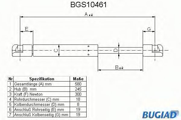 BUGIAD BGS10461 Газовая пружина, крышка багажник для FORD (Форд) BUGIAD BGS10461 Газовая пружина, крышка багажник для FORD (Форд)